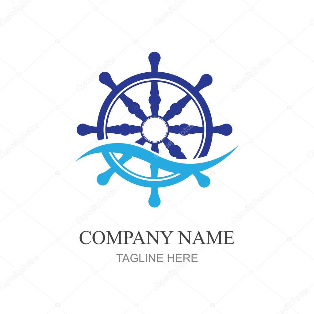 Ship steering logo vector icon illustration template design