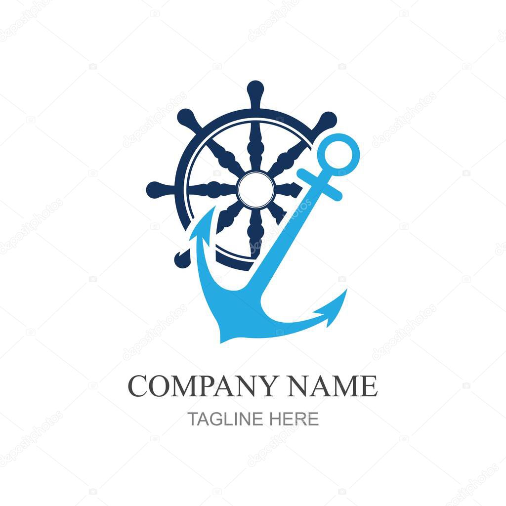 Ship steering logo vector icon illustration template design