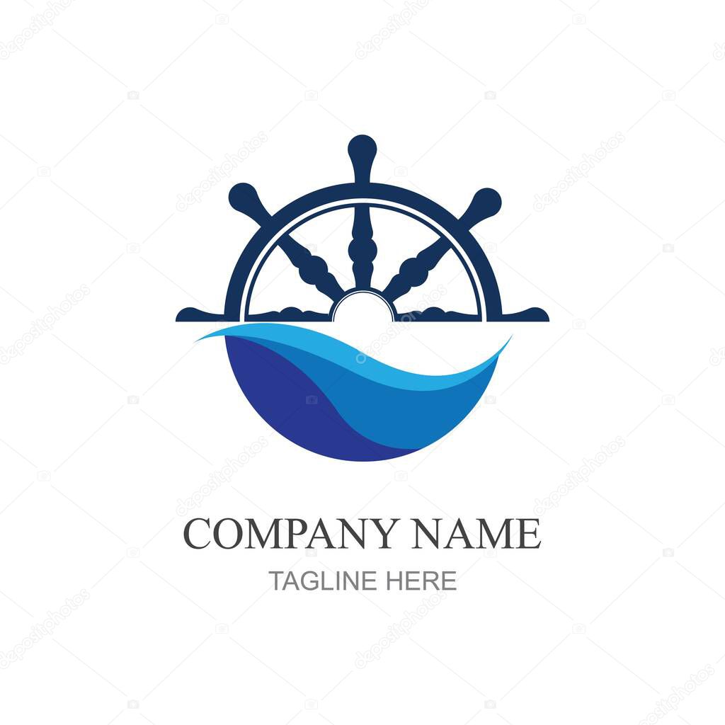 Ship steering logo vector icon illustration template design