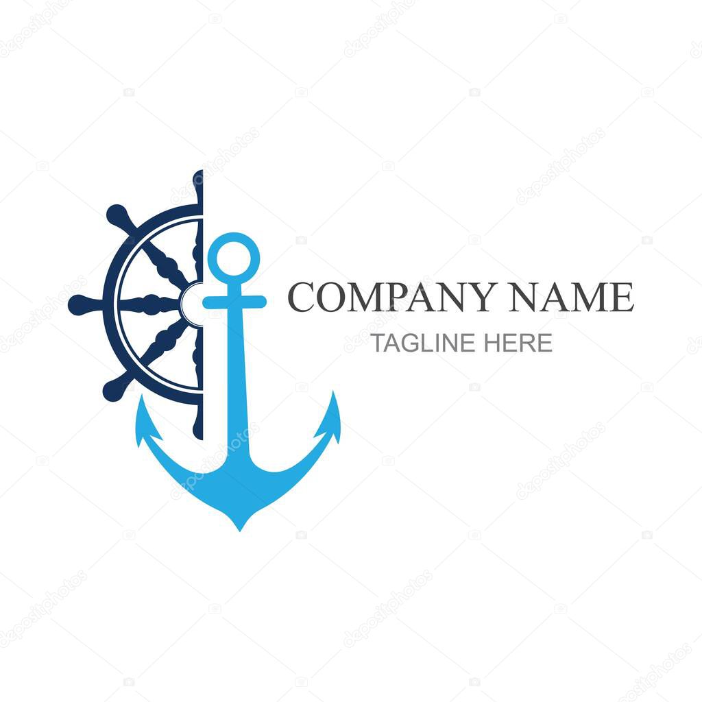 Ship steering logo vector icon illustration template design