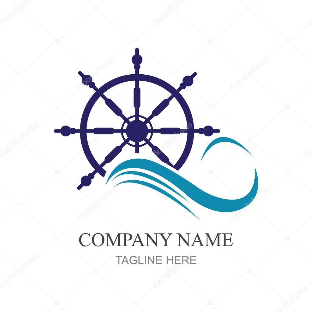 Ship steering logo vector icon illustration template design