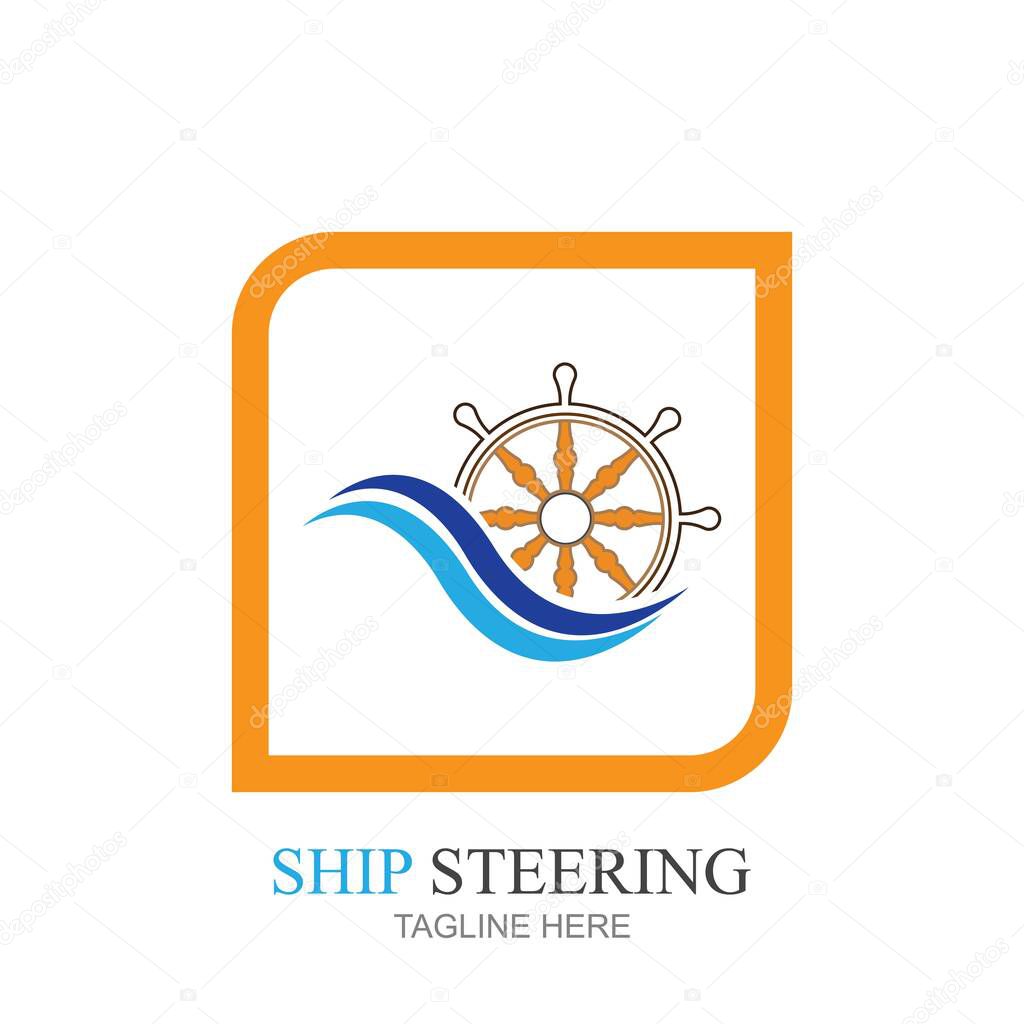 Vector illustration of ship steering design template