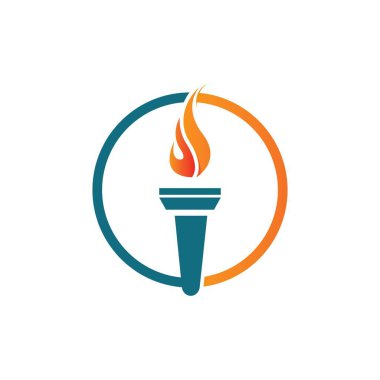 Torch Logo Tasarım Şablonu 'nun illüstrasyon vektörü 