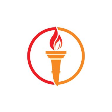 Torch Logo Tasarım Şablonu 'nun illüstrasyon vektörü 