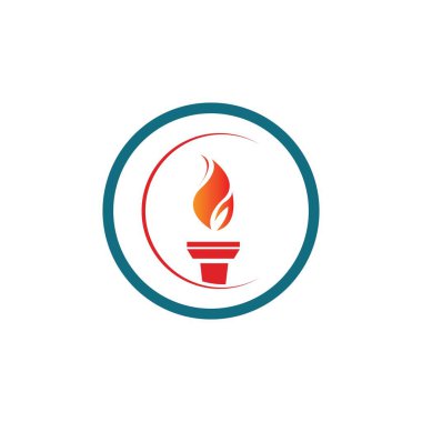 Torch Logo Tasarım Şablonu 'nun illüstrasyon vektörü 