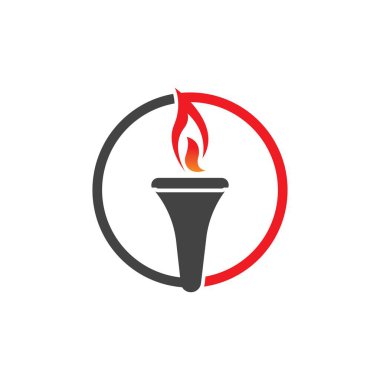 Torch Logo Tasarım Şablonu 'nun illüstrasyon vektörü 