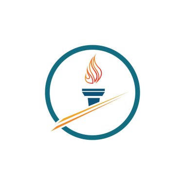 Torch Logo Tasarım Şablonu 'nun illüstrasyon vektörü 