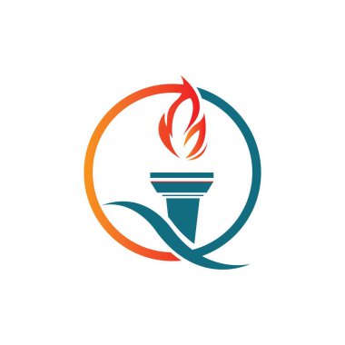 Torch Logo Tasarım Şablonu 'nun illüstrasyon vektörü 