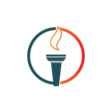 Torch Logo Tasarım Şablonu 'nun illüstrasyon vektörü 
