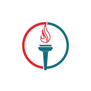 Torch Logo Tasarım Şablonu 'nun illüstrasyon vektörü 