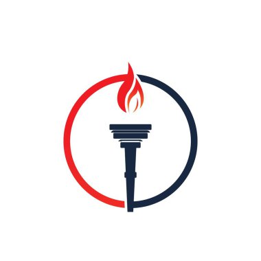 Torch Logo Tasarım Şablonu 'nun illüstrasyon vektörü 