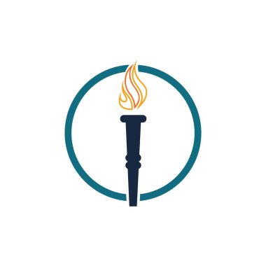 Torch Logo Tasarım Şablonu 'nun illüstrasyon vektörü 