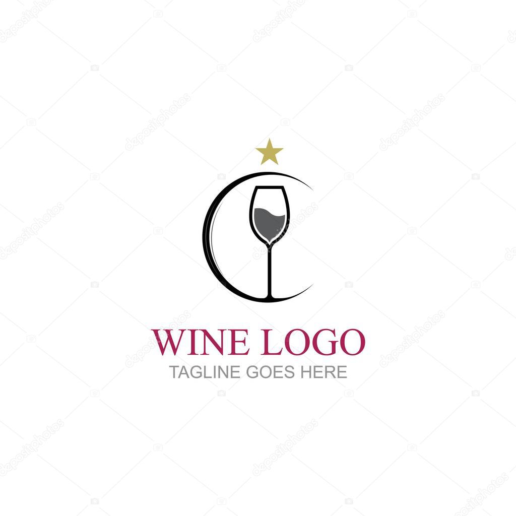 Wine logo vector illustration design template