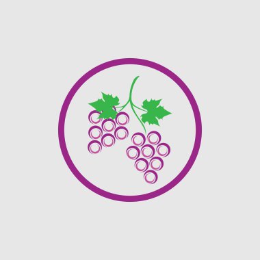 Yeşil yapraklı taze üzümler logo vektör illüstrasyon tasarımı
