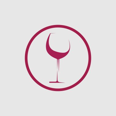 Gri arkaplanda şarap logosu tasarım şablonu çizimi