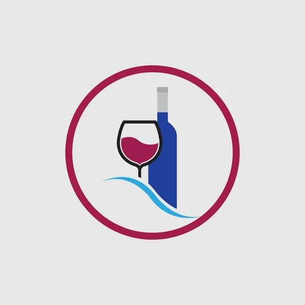 Illustration Vector Wine Logo Design Template Gray Background —  Vetores de Stock