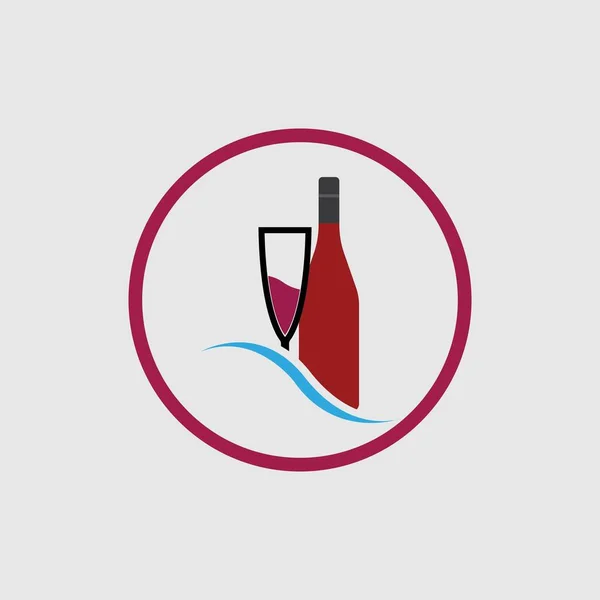 Illustration Vector Wine Logo Design Template Gray Background — Vector de stock