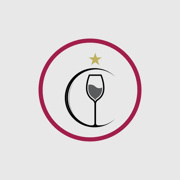 Illustrazione Vettore Vino Logo Modello Design Sfondo Grigio — Vettoriale Stock