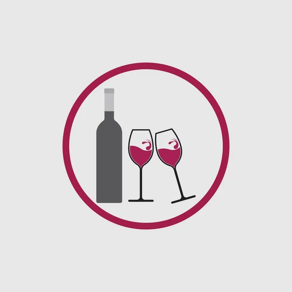 Illustration Vector Wine Logo Design Template Gray Background —  Vetores de Stock