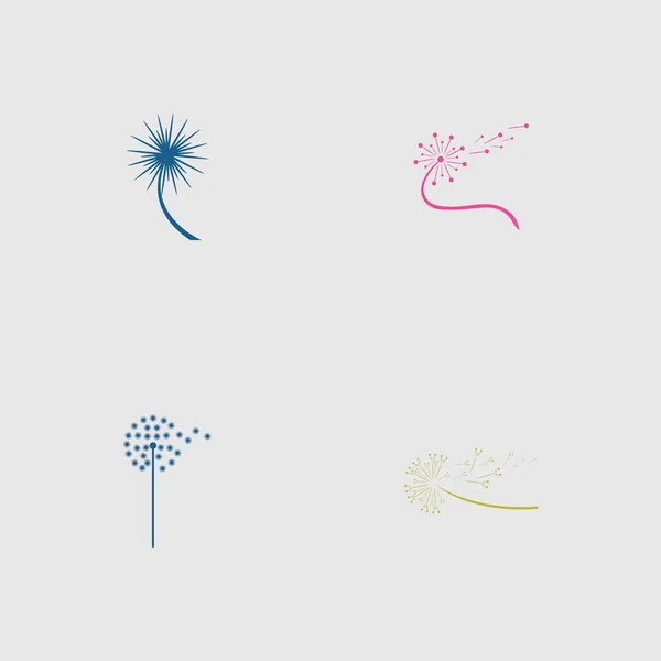 Set Dandelion Logo Symbol Flower Illustration Design — Vector de stock