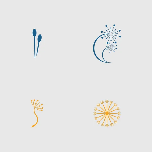 Set Dandelion Logo Symbol Flower Illustration Design — Vector de stock
