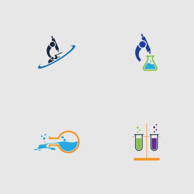 Laboratuar logo tasarım şablonunun vektör illüstrasyonu