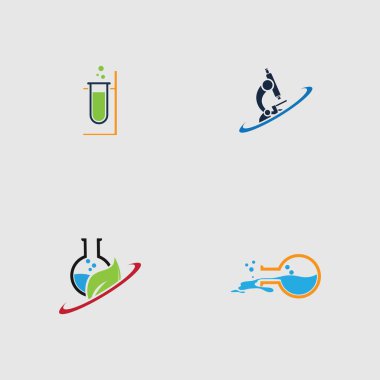 Laboratuar logo tasarım şablonunun vektör illüstrasyonu