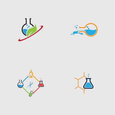 Laboratuar logo tasarım şablonunun vektör illüstrasyonu