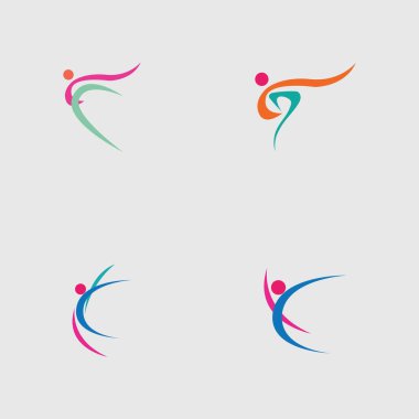 Gri arkaplanda Dans logosu vektör tasarımı seti