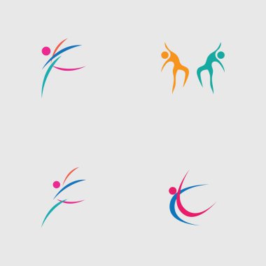 Gri arkaplanda Dans logosu vektör tasarımı seti