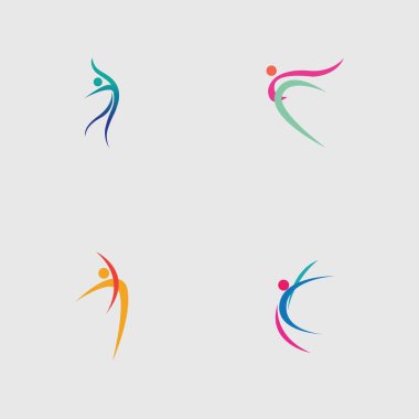 Gri arkaplanda Dans logosu vektör tasarımı seti