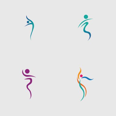 Gri arkaplanda Dans logosu vektör tasarımı seti