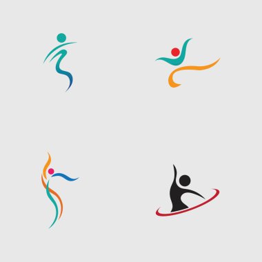 Gri arkaplanda Dans logosu vektör tasarımı seti