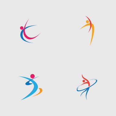 Gri arkaplanda Dans logosu vektör tasarımı seti