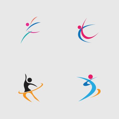 set of Dance logo vector design symbol on gray background