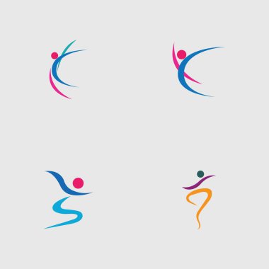 Gri arkaplanda Dans logosu vektör tasarımı seti