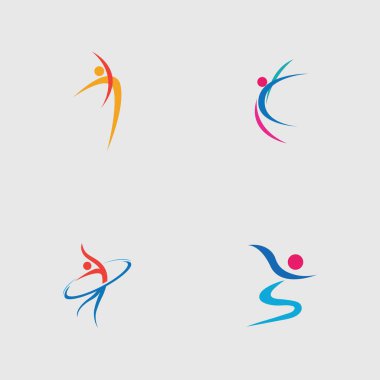 Gri arkaplanda Dans logosu vektör tasarımı seti