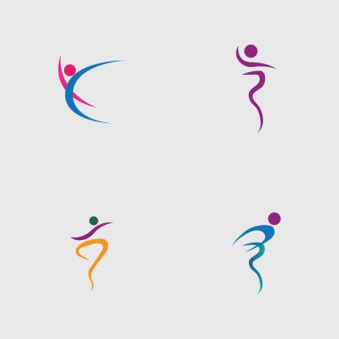 set of Dance logo vector design symbol on gray background