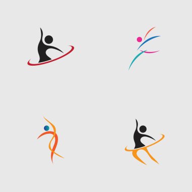 set of Dance logo vector design symbol on gray background