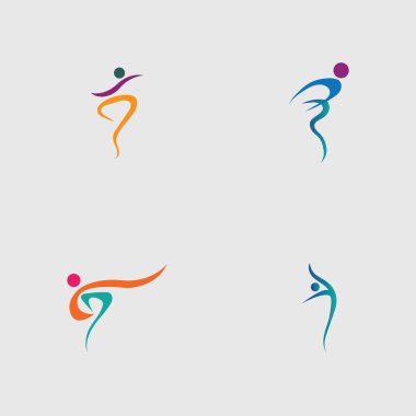 set of Dance logo vector design symbol on gray background