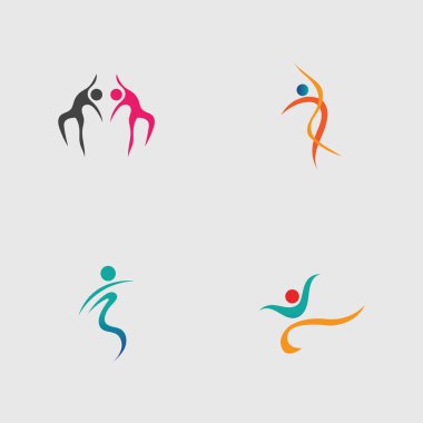 set of Dance logo vector design symbol on gray background