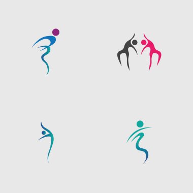 set of Dance logo vector design symbol on gray background