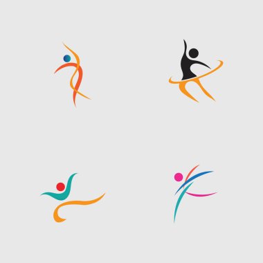 set of Dance logo vector design symbol on gray background