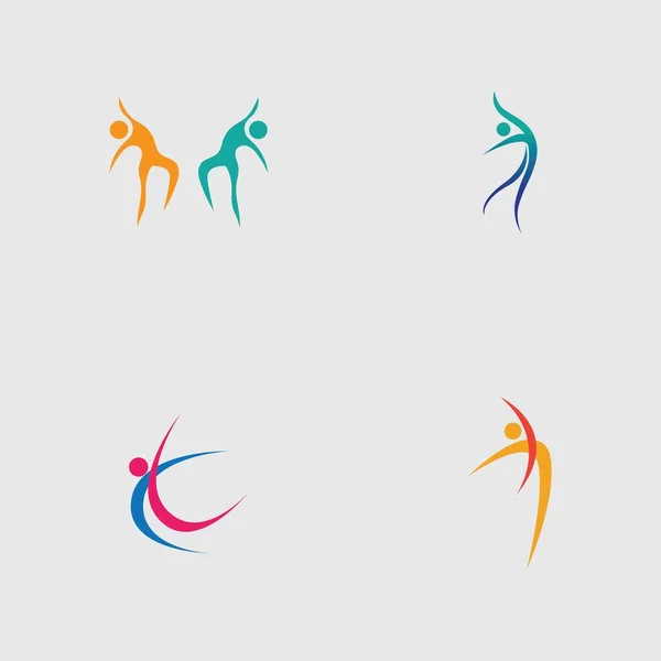Set Dance Logo Vector Design Symbol Gray Background — стоковый вектор