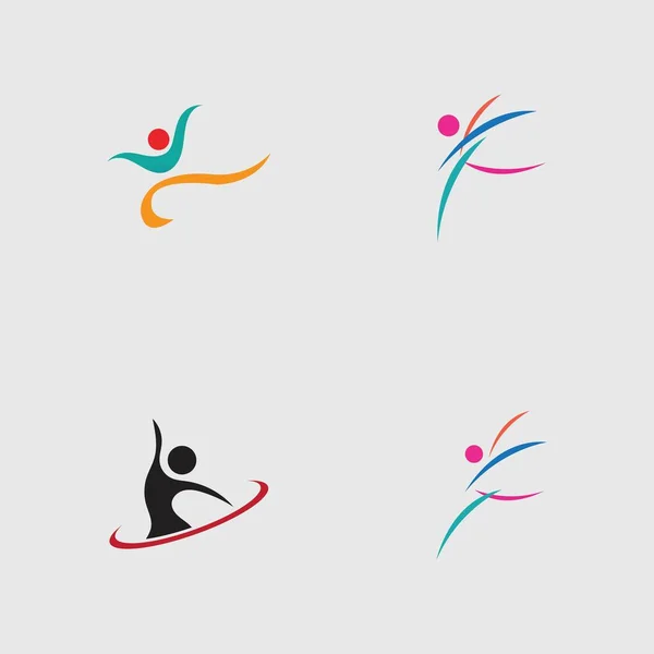 Set Dance Logo Vector Design Symbol Gray Background — стоковый вектор