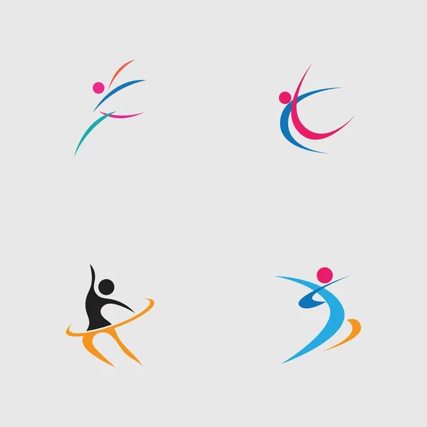 Набор Векторного Дизайна Логотипа Dance Сером Фоне — стоковый вектор