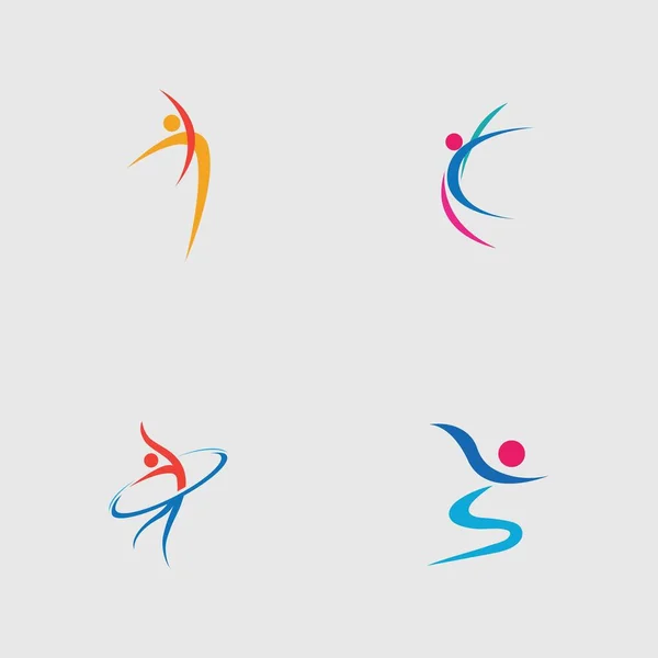 Ensemble Logo Danse Vectoriel Symbole Conception Sur Fond Gris — Image vectorielle