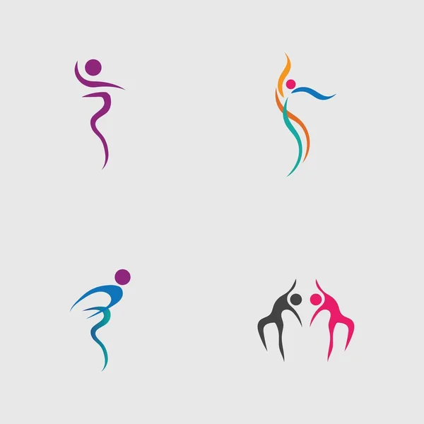 Set Van Dance Logo Vector Ontwerp Symbool Grijze Achtergrond — Stockvector