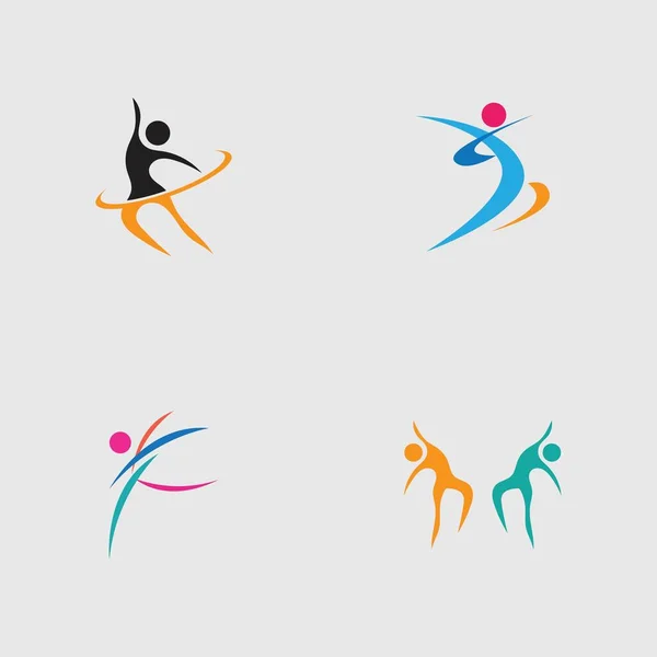Gri Arkaplanda Dans Logosu Vektör Tasarımı Seti — Stok Vektör