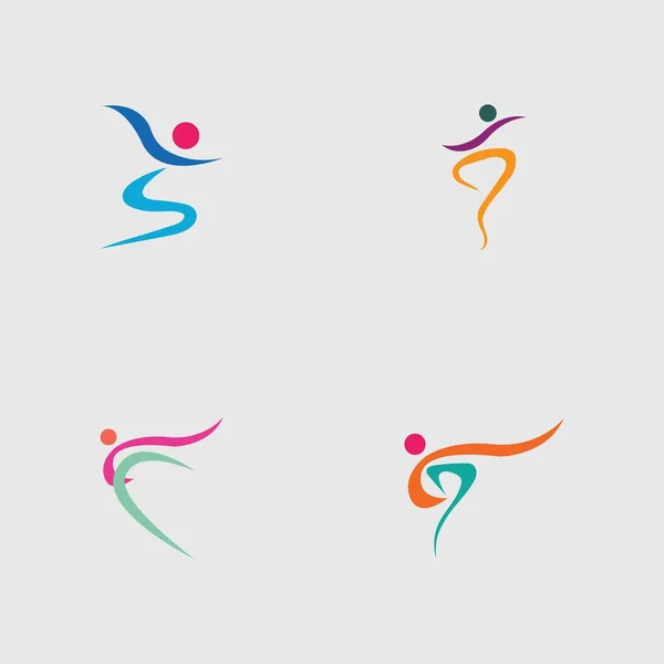 Ensemble Logo Danse Vectoriel Symbole Conception Sur Fond Gris — Image vectorielle